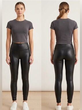 90 Degree by Reflex Faux Leather High-Rise Leggings- Size M